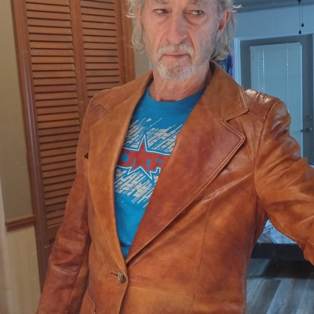 1976 Vintage,Antiqued Glazed Lambskin Sportcoat. Size42.